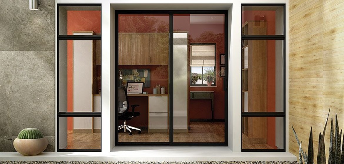 باب خشب مزخرف بالامنيوم