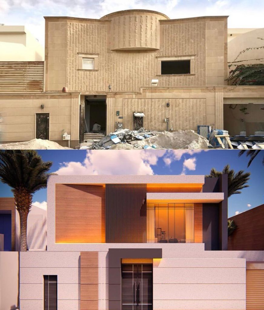 تكسير الفلل وترميمها | ضمان الجودة والأمان | خدمة 24 ساعة 27 تغيير واجهة المنزل قبل وبعد 1 872x1024 1